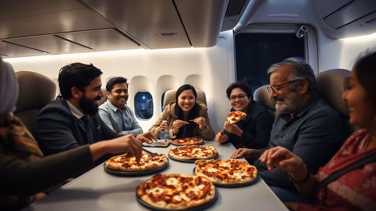 pizza dalam pesawat - ilustrasi berita Pizza dalam pesawat: Air India sajikan pizza batu di rute jarak jauh Amerika…